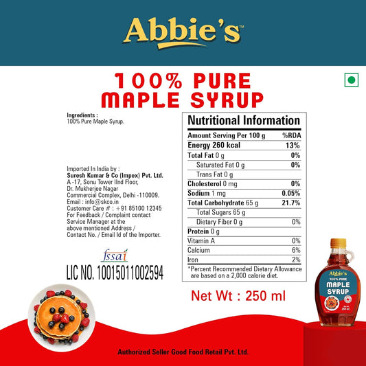 Abbie's Pure Maple Syrup,334.6 G (250 Ml)