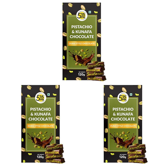 5:15PM Kunafa Chocolate Bar Dubai Style 120gm | Pistachio Kunafa Dubai Chocolate Dessert | Milk Chocolates, Creamy Pistachios & Crunchy Kunafas spread | Dubai Kunafa Chocolate Pistachio – 120gm