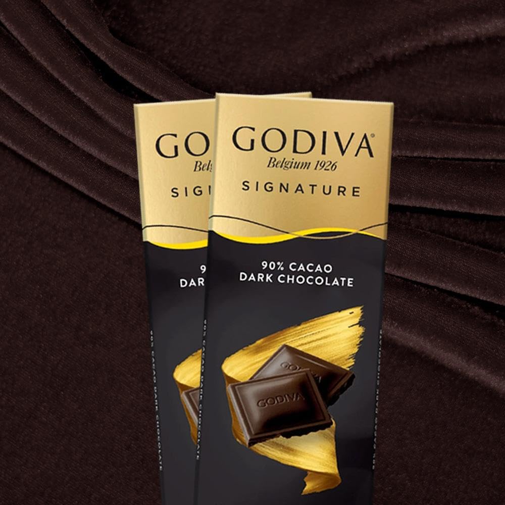 GODIVA Signature 90% Dark Chocolate Bar, Belgium 1926, Luxuriously Smooth & Intense, 90g (Product Of Belgium)