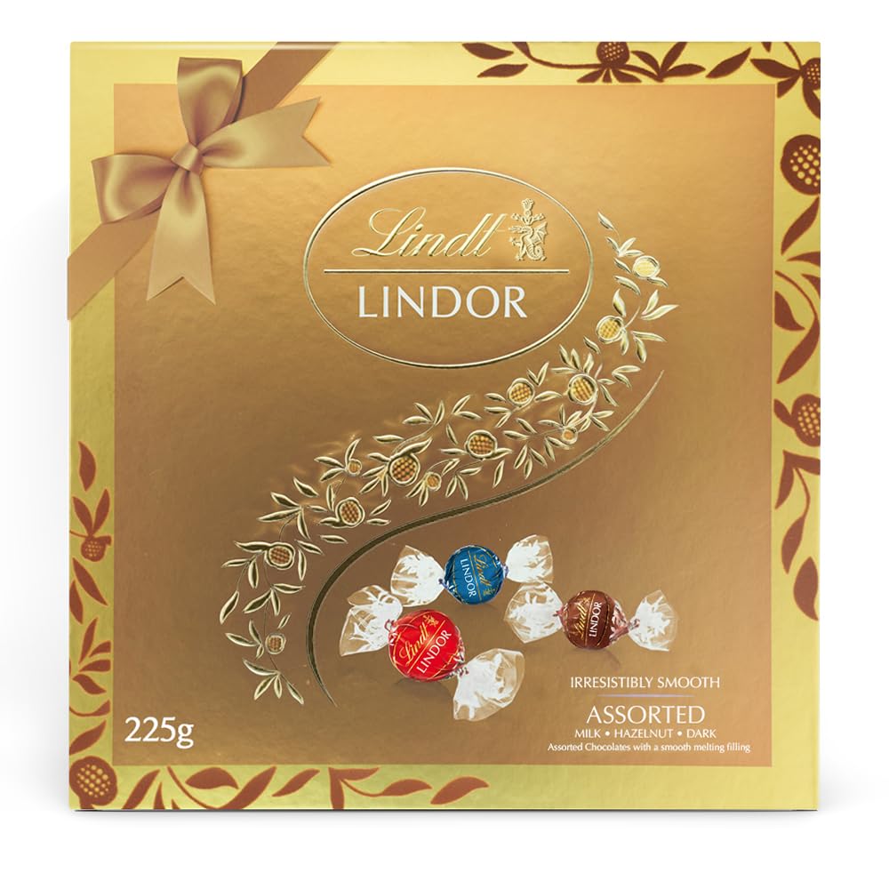 Lindt Lindor Assorted Cornet Chocolate Festive Gift Pack - 225Gm (18 Cornet Balls)