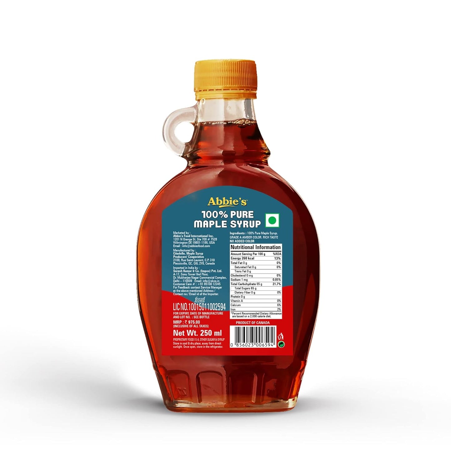 Abbie's Pure Maple Syrup,334.6 G (250 Ml)