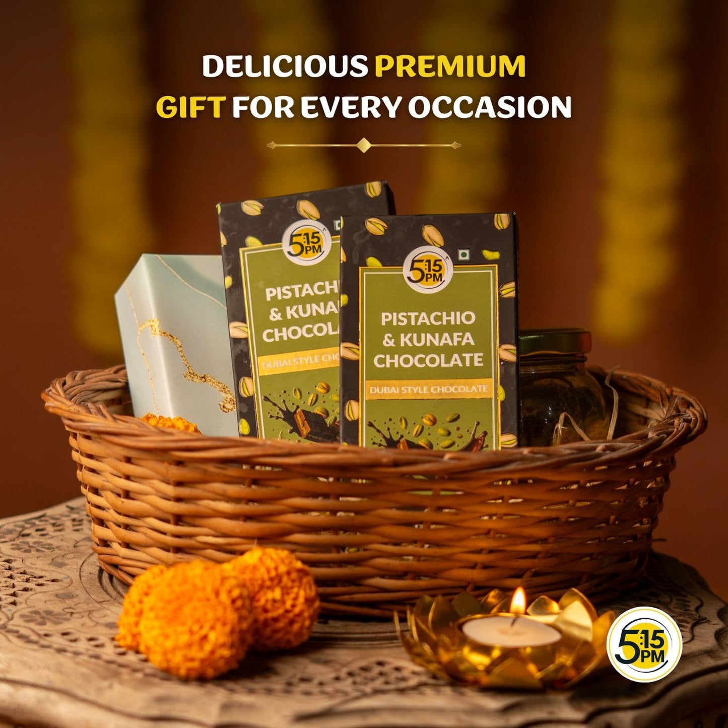 Kunafa Chocolate Bar Dubai Style 120gm | Pistachio Kunafa Dubai Chocolate Dessert – 120gm