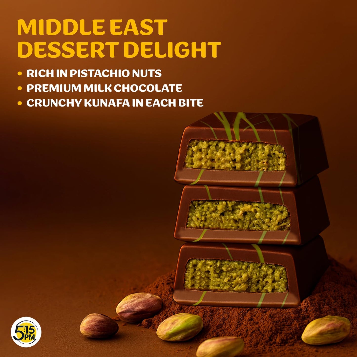 Kunafa Chocolate Bar Dubai Style 120gm | Pistachio Kunafa Dubai Chocolate Dessert – 120gm