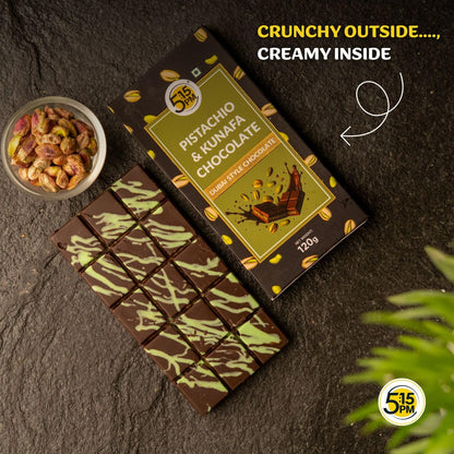 Kunafa Chocolate Bar Dubai Style 120gm | Pistachio Kunafa Dubai Chocolate Dessert – 120gm