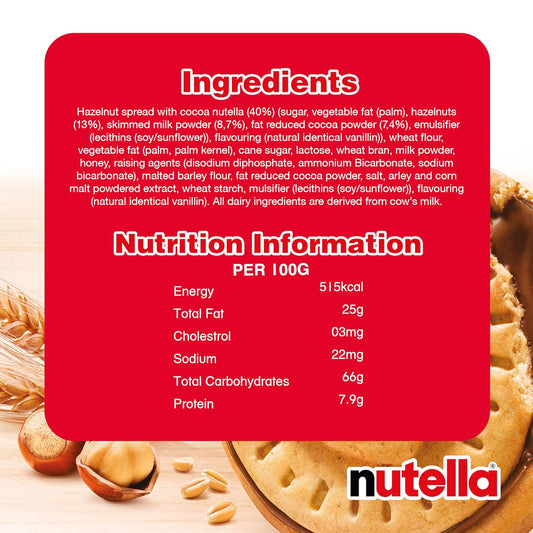 Nutella Biscuits Filled with Hazelnut Spread with Cocoa • T3, 1.46 oz ℮ 41.4 g