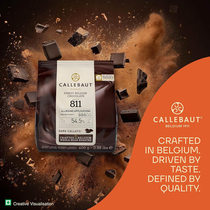 Callebaut 811 Dark Chocolate Callets 400 g | Belgian Chocolate | 54.5% Cocoa