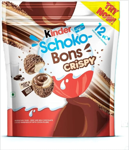 Kinder Joy Schokobons Crispy 12Pcs, Milk And Cocoa Flavor,67.2Gm (pack of 2)