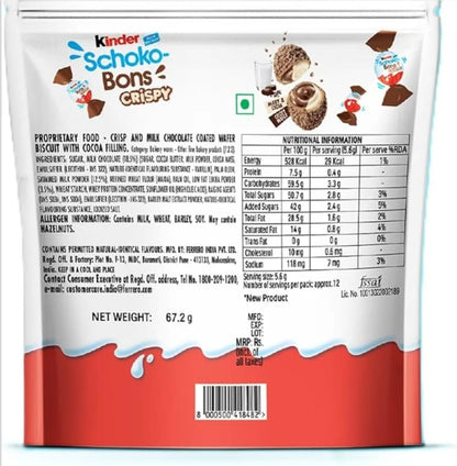Kinder Joy Schokobons Crispy 12Pcs, Milk And Cocoa Flavor,67.2Gm (pack of 2)