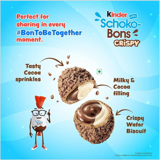 Kinder Joy Schokobons Crispy 12Pcs, Milk And Cocoa Flavor,67.2Gm (pack of 2)