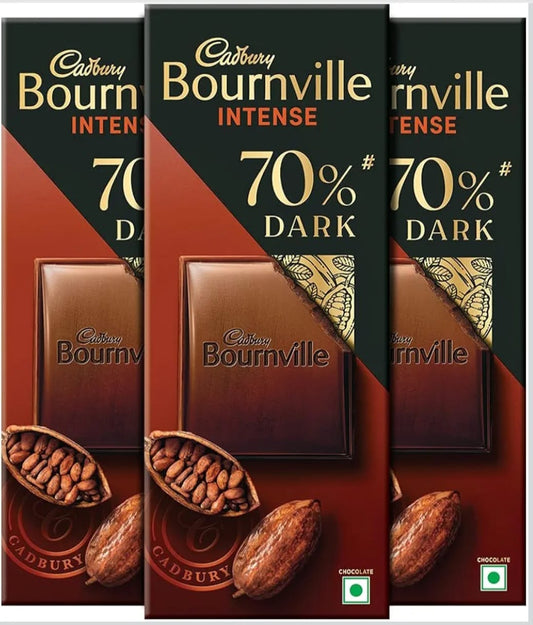 Cadbury Bournville Rich Cocoa 70% Dark Chocolate Bar, 75 Gm (Pack Of 3)