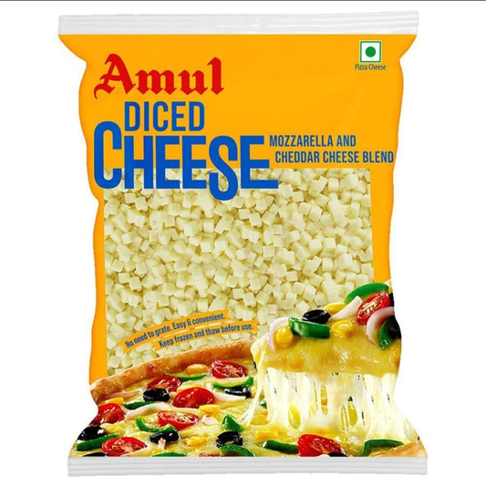 Amul mozzarella & cheddar diced cheese blend 200gm